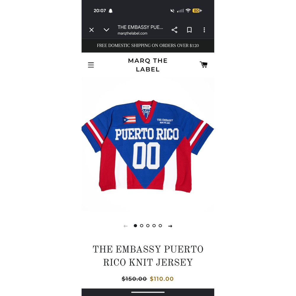 Marq The Label Puerto Rico Knit Jersey Sweater Blue Red White Mens Large 00 - Picture 9 of 9